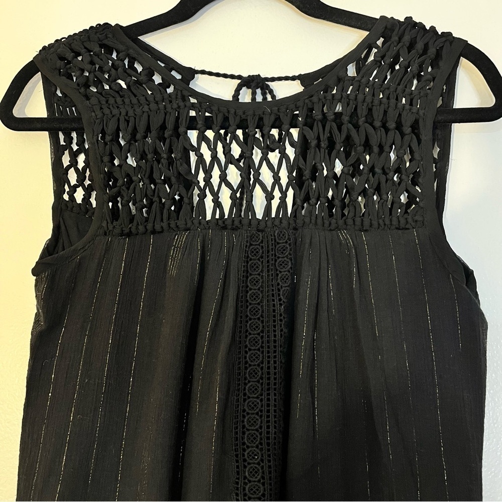 Maeve | Abilene tiered ruffle maxi dress Crochet top gold stripe Women’s size XS - Picture 4 of 12